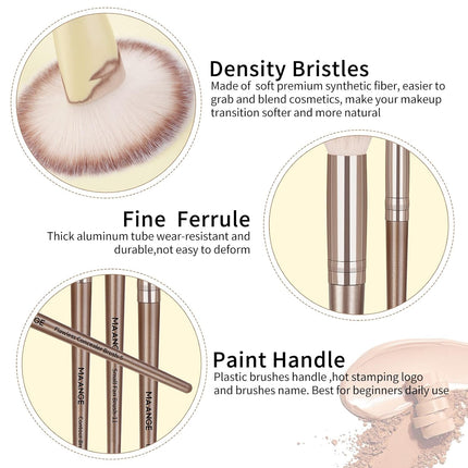 23Pcs Professional Makeup Brush Set, Synthetic Face, Blush & Eyeshadow Brushes, Champagne
