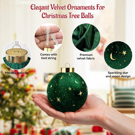 12PCS Christmas Tree Ornaments Velvet Balls Shatterproof Hanging Bulbs
