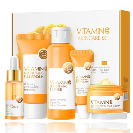 Vitamin C 5-in-1 Skincare Set – Cleanser, Toner, Serum, Cream & Eye Cream