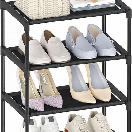 4-Tier Extra Small Shoe Rack – 16.3" Narrow Stackable Closet Organizer
