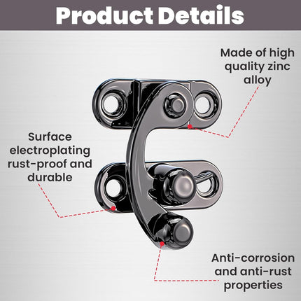 4-Piece Antique Black Hook Hasp Latch Set with Mounting Screws
