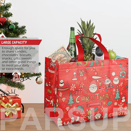 Reusable Non-Woven Christmas Gift Bags with Handles for Holiday Wrapping and Shopping