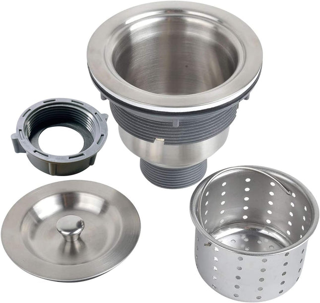 3-1/2 Inch Sink Drain Assembly Kit Stainless Steel Strainer Basket with Stopper & Sealing Lid