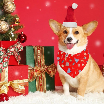 2 Pack Christmas Dog Bandanas – Cute Xmas Pet Scarves for Small to Large Dogs