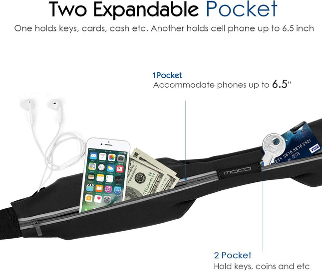 Sports Running Belt with Dual Pockets for Phone, Workout & Outdoor Fitness