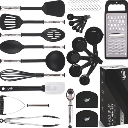 35-Piece Kitchen Utensils Set – Nonstick, Heat-Resistant Nylon & Silicone