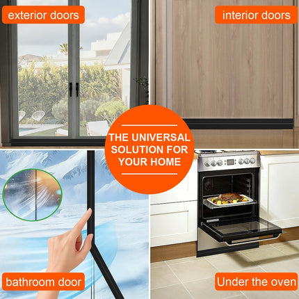 Door Draft Stopper Adjustable Weather Stripping Seal Under Door Sweep Black 39in