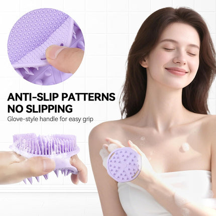 2-Pack Silicone Body Scrubber & Loofah, Dual-Sided Exfoliating Shower Brush for Men & Women