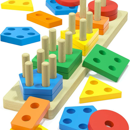 Montessori Wooden Shape Sorter – Toddler Learning Toy for Ages 1-3