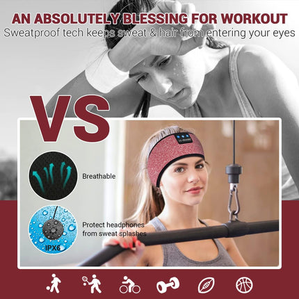 Sleep Headphones Bluetooth – Wireless Headband with HD Stereo Speakers