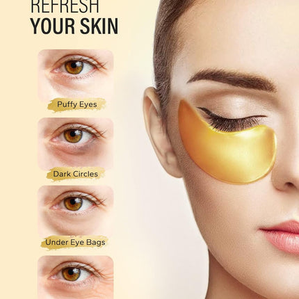 24k Gold Under Eye Patches (25 Pairs) – Collagen Masks for Dark Circles & Puffiness