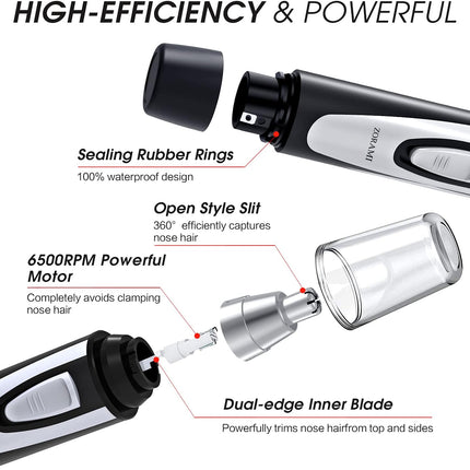 Ear & Nose Hair Trimmer – Waterproof, Dual Blades, Battery-Operated, Black