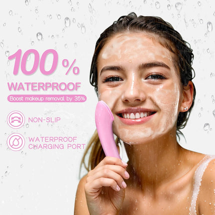 Electric Face Scrubber Silicone Cleansing Brush with Vibration Deep Clean Pink