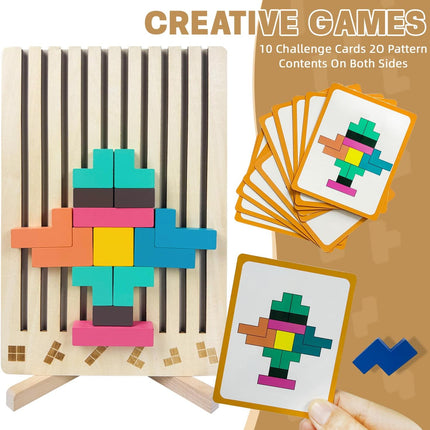 3D Wooden Stacking Puzzle Toy – Montessori Brain Teaser for Kids 4–6