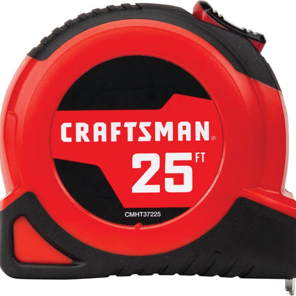 25-Ft Tape Measure – Fraction Markings, Retractable & Self-Locking Blade (CMHT37225)