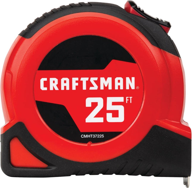 25-Ft Tape Measure – Fraction Markings, Retractable & Self-Locking Blade (CMHT37225)
