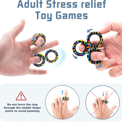 Magnetic Rings Fidget Set – 3PCS Spinner Toys for Anxiety & Stress Relief