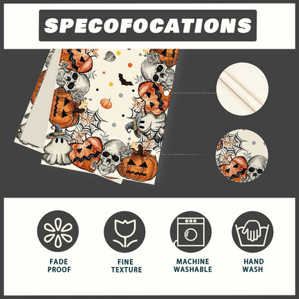 Halloween Skeleton Ghost Table Runner 13x72in, Pumpkin Spooky Kitchen Dining Decor