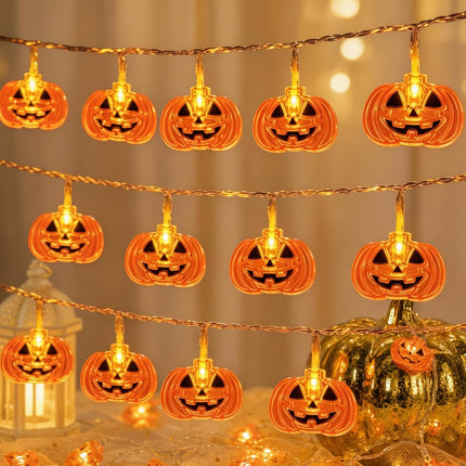 16.4FT 40LED Pumpkin String Lights, Battery Operated Timer, Halloween Indoor Decor