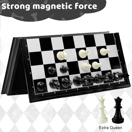 Travel Chess Set 10 Inch Magnetic Folding Board Game with Extra Queens