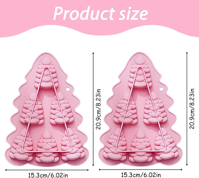 2-Pack Christmas Tree Silicone Molds – 3D Holiday Baking for Chocolate & Candy