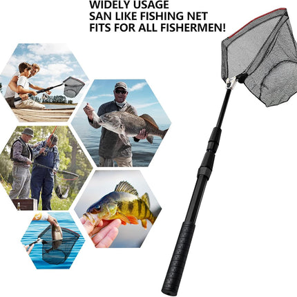 Aluminum Collapsible Fishing Net, Telescopic Pole, Non-Slip Handle, 37"-85"