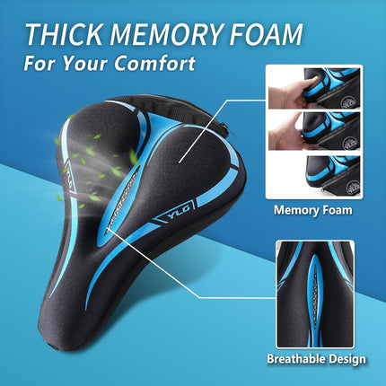 Memory Foam Gel Bike Seat Cover for Peloton Indoor Outdoor Bikes Waterproof
