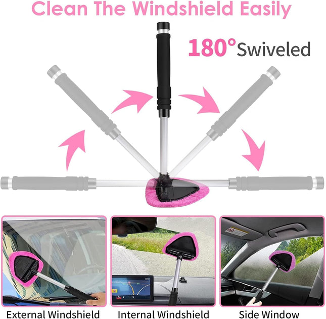 17Pcs Pink Car Interior Cleaning Kit Windshield Cleaner Detailing Brushes Gel Accessories