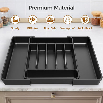 Extra Large Expandable Silverware Organizer – Adjustable Kitchen Utensil Holder