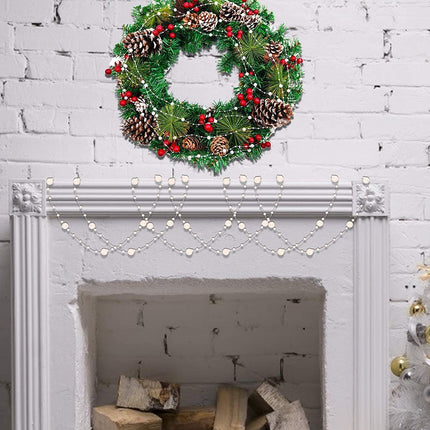 Christmas Pearl Beads Garland 66Ft Tree Mantle Fireplace Holiday Decor