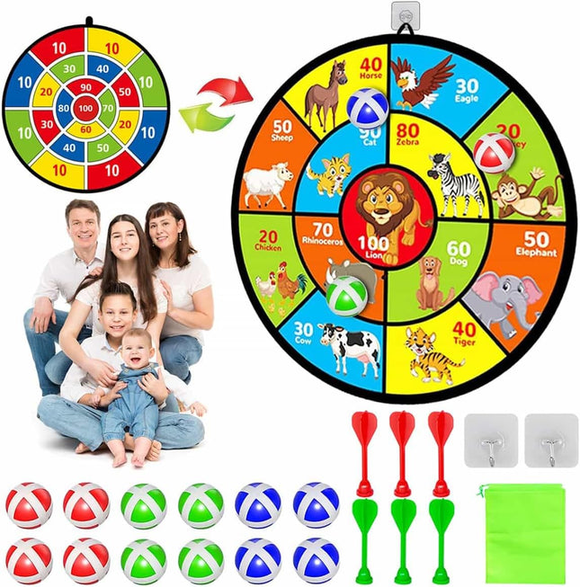 29" Dart Board for Kids Ages 4-8 – Double-Sided with Sticky Balls & Darts, Indoor/Outdoor Fun