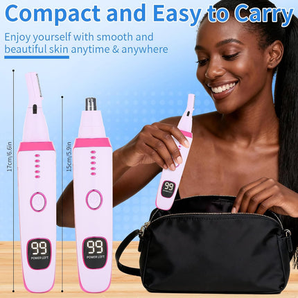 2-in-1 Nose & Ear Hair Trimmer with LED Display, USB Rechargeable Facial Trimmer, Purple