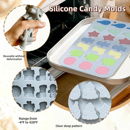 2 Pack Christmas Silicone Candy Molds – Santa & Tree Chocolate Shapes