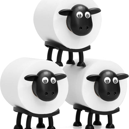 3D Printed Sheep Toilet Roll Holder – Funny Black Sheep Tissue Storage, Set of 3