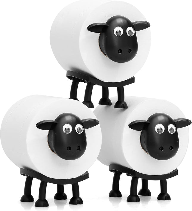 3D Printed Sheep Toilet Roll Holder – Funny Black Sheep Tissue Storage, Set of 3