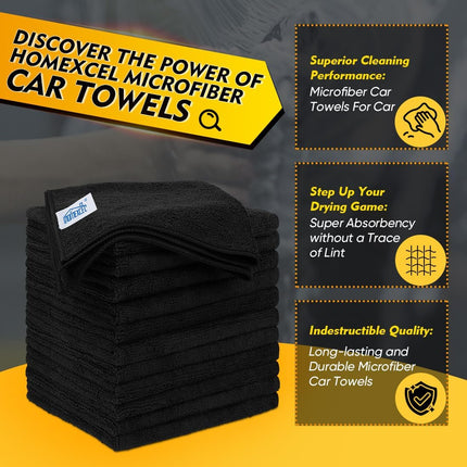 12 Pack Microfiber Cleaning Cloths 12.5x12.5, Ultra Absorbent, Lint Free Towels