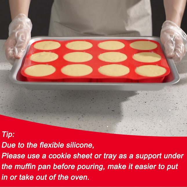 2 Pack Silicone Muffin Pan 12 Cup Cupcake Baking Mold BPA Free Egg Bites