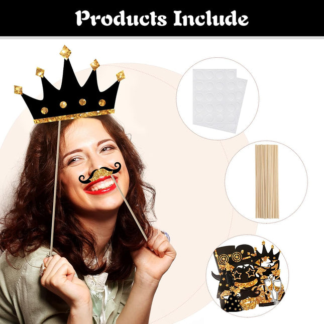 24-Piece Party Photo Booth Props – Christmas, New Year & Wedding Supplies