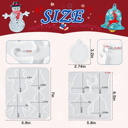 3" Christmas Ornament Resin Molds | 11 Cavities for DIY Pendants & Keychains