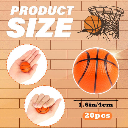 20-Pack Mini Basketball Stress Balls, Foam Squeeze Balls for Kids, Party Favors
