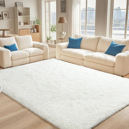 4x6 White Fluffy Rug – Soft Cream Area Carpet for Living Room & Kids’ Bedroom