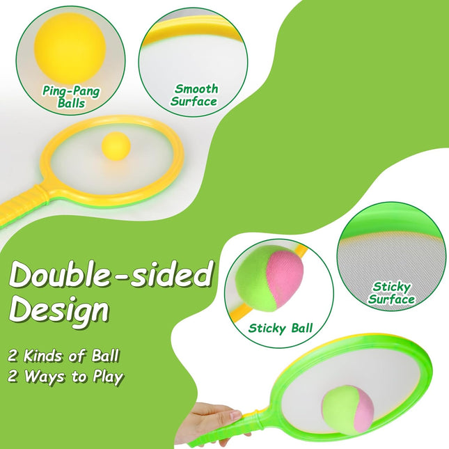 Toss Catch Ball Game Set with Dual Sided Paddles for Kids Outdoor Play