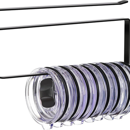 Tumbler Lid Organizer Under Cabinet, Horizontal Hook Holds Up to 10 Lids