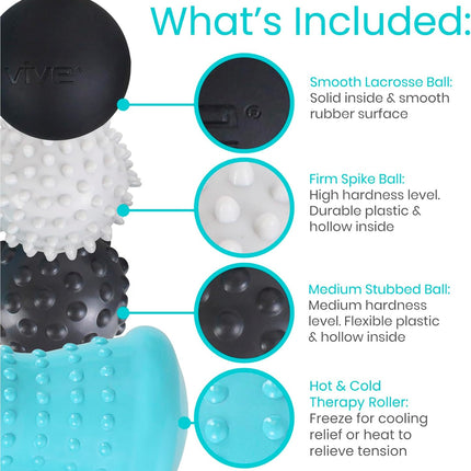 4pc Massage Ball Set Plantar Fasciitis Foot Pain Relief Hot Cold Therapy