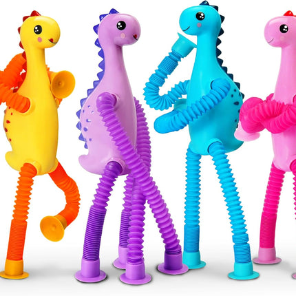 4Pcs Dinosaur Airplane Travel Toys – Suction Cup Sensory Fun for Kids & Toddlers
