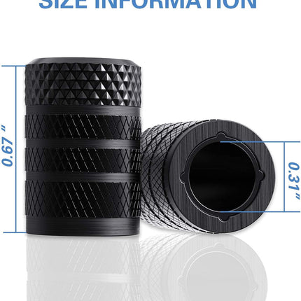 Tire Valve Stem Caps – 4pcs Black Anodized Aluminum, Corrosion Resistant for Cars & Bikes