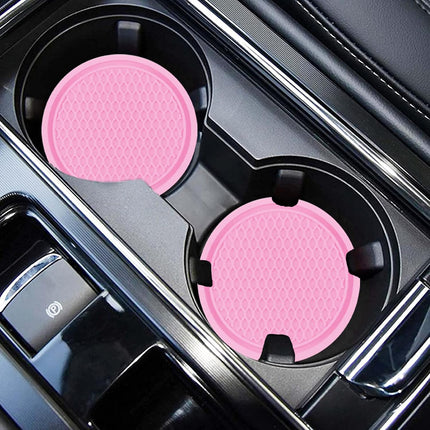 4PCS Car Cup Coasters Pink, Universal Non-Slip Silicone Cup Holder Mats, Auto Decor