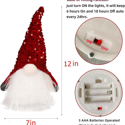 2PCS 12" Light-Up Christmas Gnomes – Plush Scandinavian Tomte Decorations