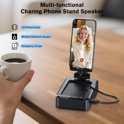 Cell Phone Stand with Bluetooth Speaker & Wireless Charging – Anti-Slip Base