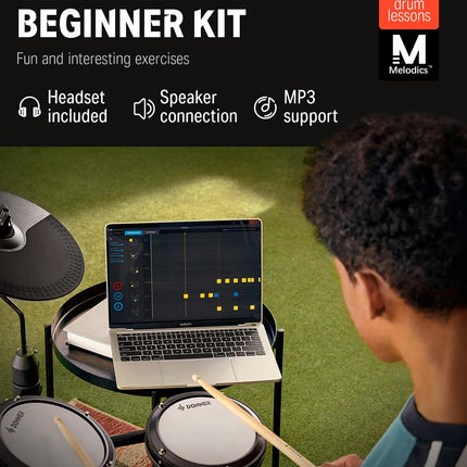 DED-80 Electronic Drum Set – 4 Mesh Pads, 180+ Sounds, Pedals, Sticks & Headphones